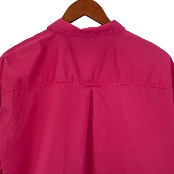 Old Navy Bright Pink Boyfriend Shirt Cotton Oversized Long Sleeve Button Down M - Picture 5 of 12